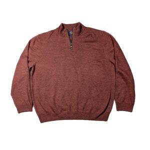 Extra Fine 'Zegna Baruffa' Merino Wool Quarter-Zip Sweater in Rust by Viyella